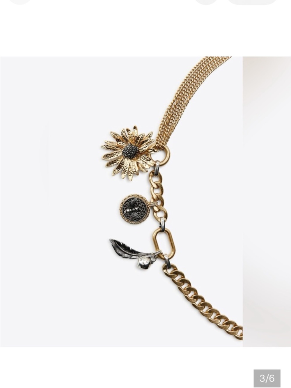 Zara Gold-Tone Flower Charm belt - Picture 2 of 4